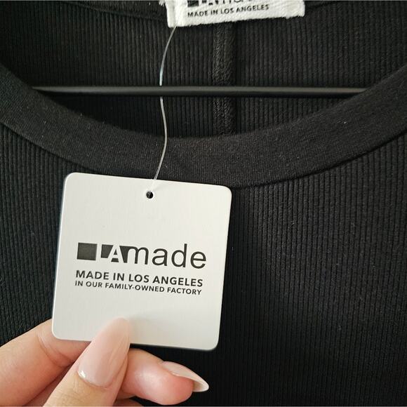 NWT LAMade Black Long Sleeve Top with Side Rouching - Picture 2 of 4